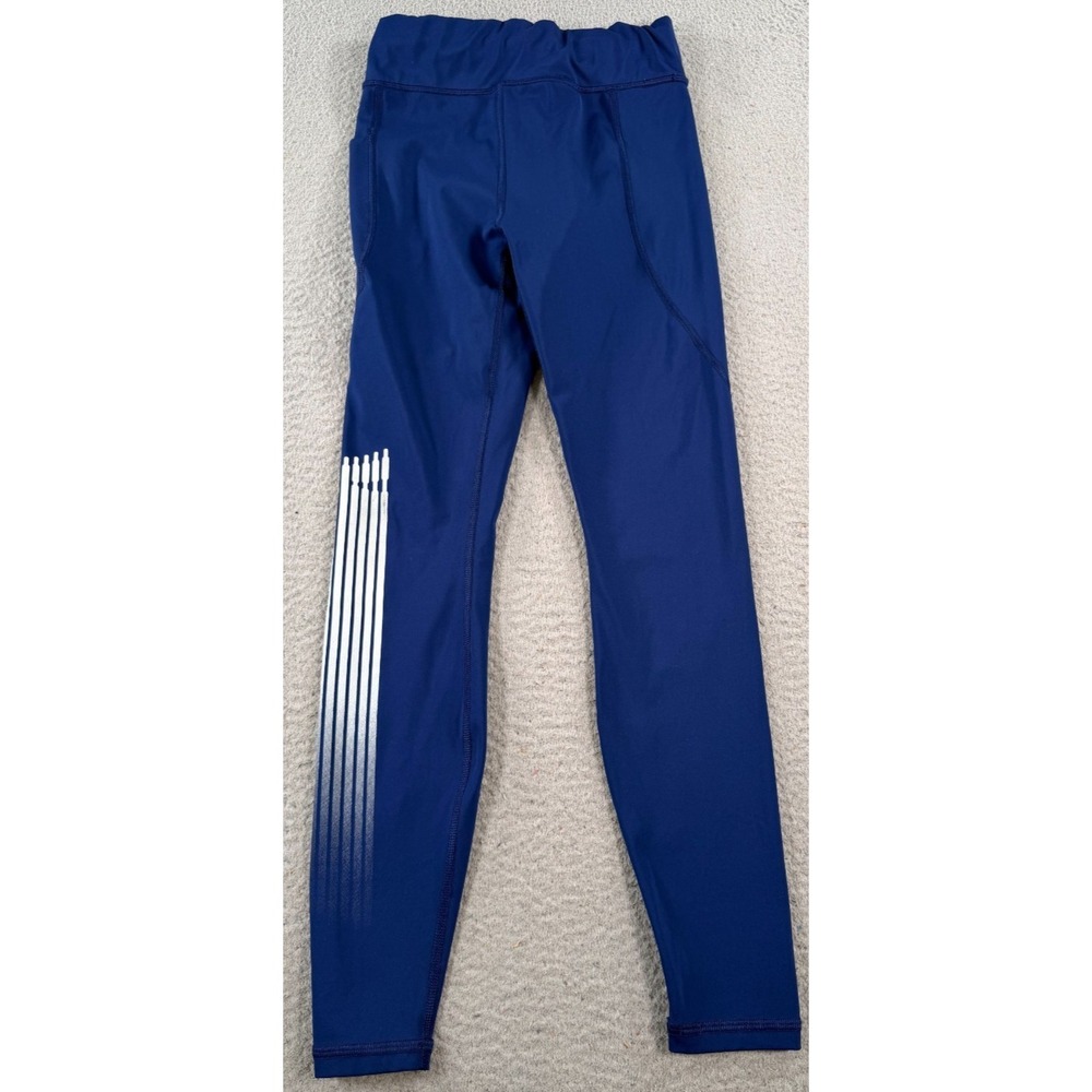 Savage X Fenty Sport Leggings Women's Medium Blue Striped Yoga Pants Side Pocket